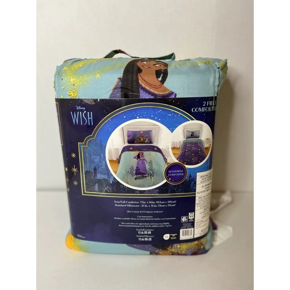 Disney Wish Asha Twin Full Reversible Comforter Pillowcase Bedding Set‎